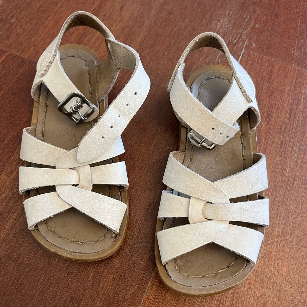 White saltwater sandals, toddler size 8
